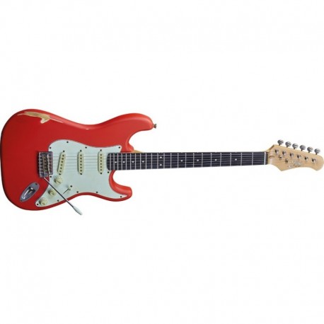 Eko Guitars S-300 Relic Fiesta Red